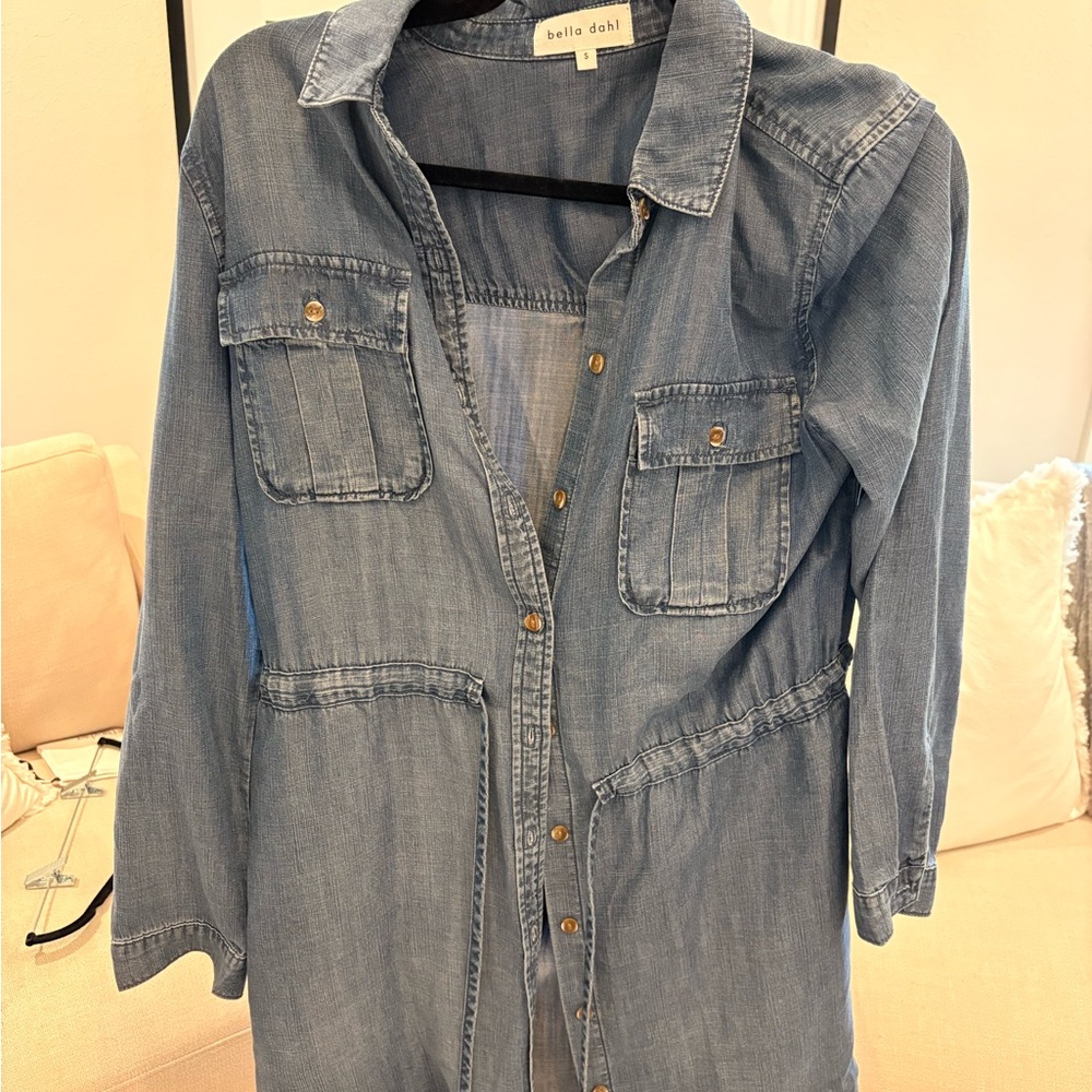 Bella Dahl Chambray Button-Up Dress in Light Blue
